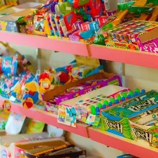 a variety of candy and candy bars