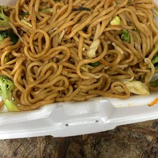 noodles in a styrofoam container