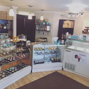 Our little shop! We bake fresh everyday!! 13 flavors of cupcakes daily, cookies, cakepops and ice cream.