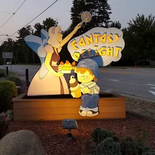 a lighted sign for santa's night