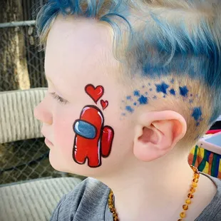 Among us with hair (Hair color/stencil/glitter comes with any upgrade package.)