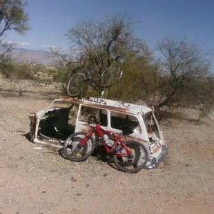 Old car beside the trail