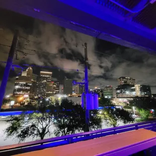 a view of a city at night