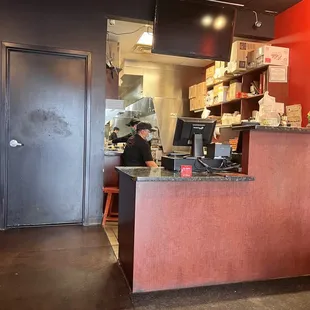 a man working at a counter