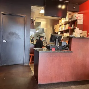 a man working at a counter