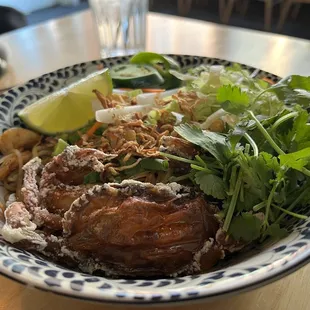 Bun vermicelli bowl with soft shell crab