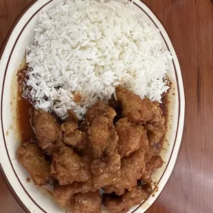 Hunan Chicken with Steamed White Rice