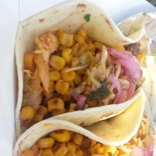 Steak tacos with spicy mayo, kimchi-lime (naturally my favorite part of the taco), zesty chipotle mix, and onion-lime relish