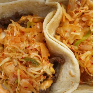 2 tacos with kimchi slaw