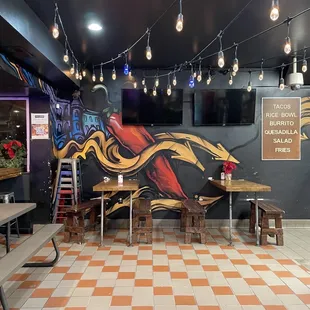 a large mural on the wall