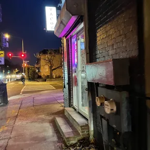a street corner at night