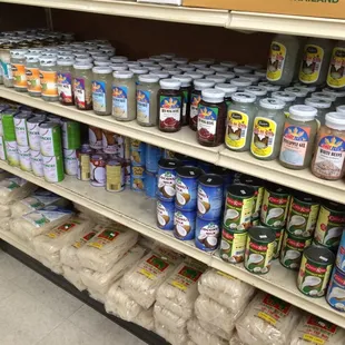 shelves of food items