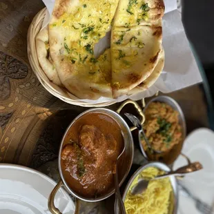 Tellichery Chicken, Garlic Herb Roti, Bhanghan bharta