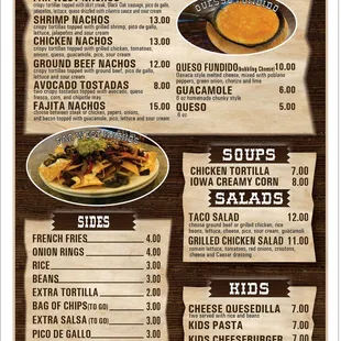 a menu for a mexican restaurant