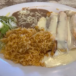 Chicken Enchiladas with queso sauce