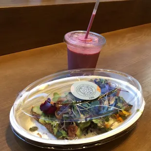 Avocado toast and &quot;pink&quot; beet smoothie