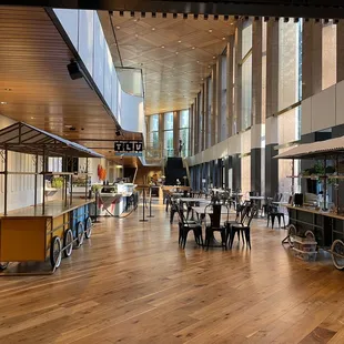 a restaurant with tables and chairs