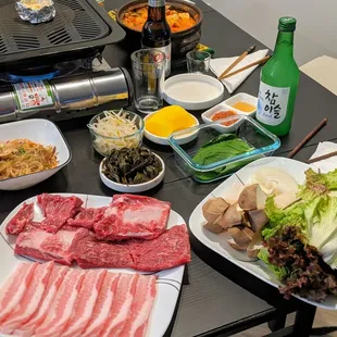 a variety of foods on a table