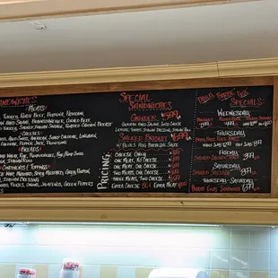 Sandwich menu