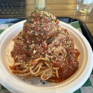 One big meatball spaghetti