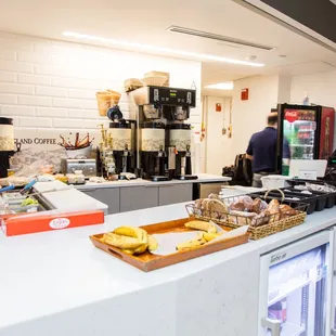 a counter with food on it