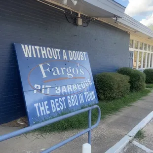 The Best BBQ in town sign in the front entrance