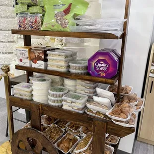 a display of baked goods