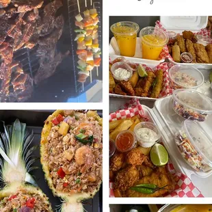 Fijian BBQ, Fish &amp; Chips, Pineapple Fried Rice