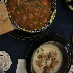 Bean and garlic soups