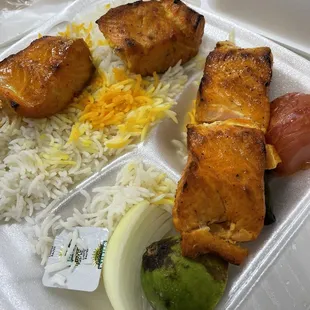 Taking a close up look of this salmon grilled perfectly. It literally melted in my mouth.