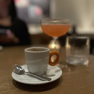 After dinner shot of espresso and custom melon cocktail