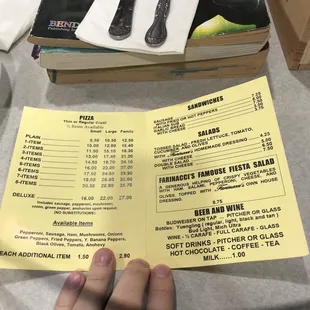 a hand holding a menu