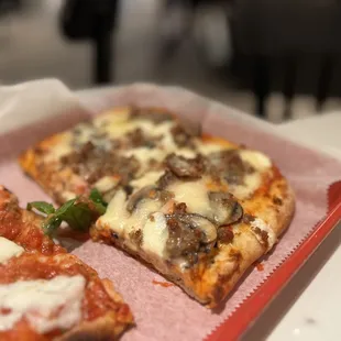 three slices of pizza