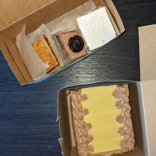 Apple Linzer, Chocolate Rum Square, Napolian, 1/2 Hungarian Dobo Tortes