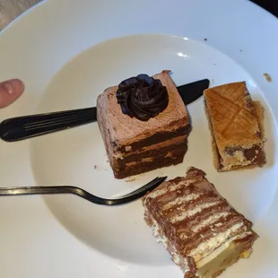 Chocolate Rum Square, 1/2 Napolian, 1/2 Apple Linzer