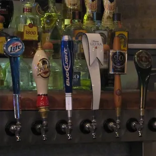 a selection of beer taps
