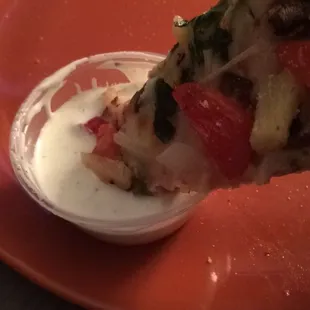 The ranch is amazing. I always dip my pizza in it.