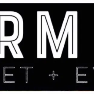 a black and white photo of the farm 57 market and events logo