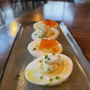 Grandma&apos;s Deviled Eggs - trout and maryland crabmeat