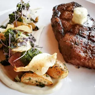 Seasonal steak. Local beef, sunchokes.