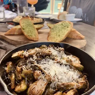 ROASTED BRUSSEL SPROUTS and GARLIC BREADS