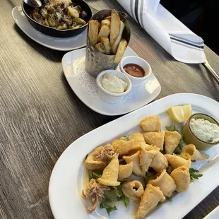 Roasted Brussel Sprouts/ Hand Cut Kennebeck Fries/ Semolina Crusted Calamari - SKIP ALL