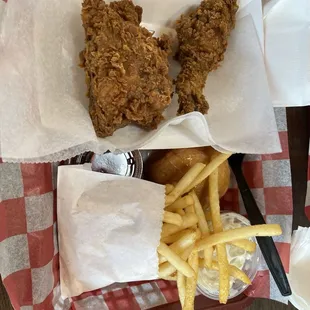 2 Piece Lunch with Small Fries, Macaroni Salad, and a Country Roll