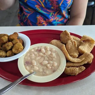 Small fish, white beans, okra