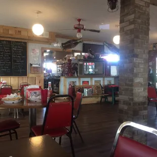 tables and chairs in a restaurant