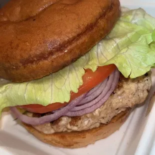 create your own chicken burger (gf bun)