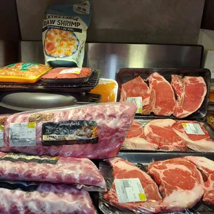 a variety of meats on display