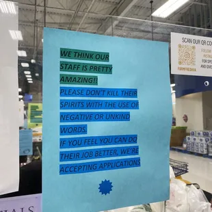 a sign in a grocery store