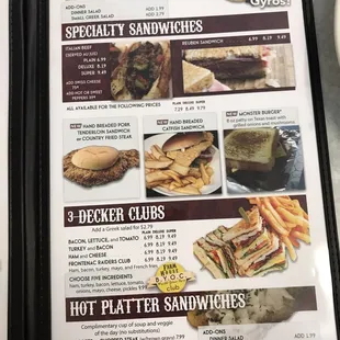 sandwiches, menu