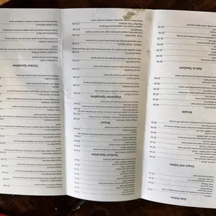 a menu for a restaurant